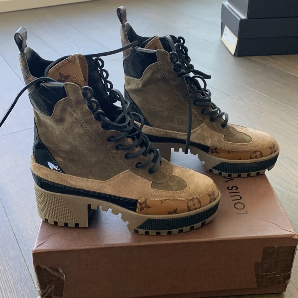 LOUIS VUITTON LAUREATE PLATFORM DESERT BOOT 36.5 - Picture 5 of 10